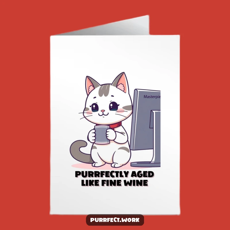 Free Printable Office Cat Birthday Card - Funny Coffee Lover Downloadable Gift