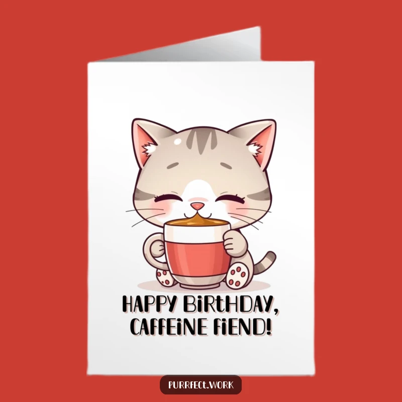 Free Printable Birthday Card: Coffee-Loving Cat for a Hilarious Downloadable Gift