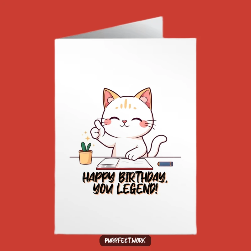 Free Printable Birthday Card: Funny Cat Success!, Downloadable for a Victorious Celebration