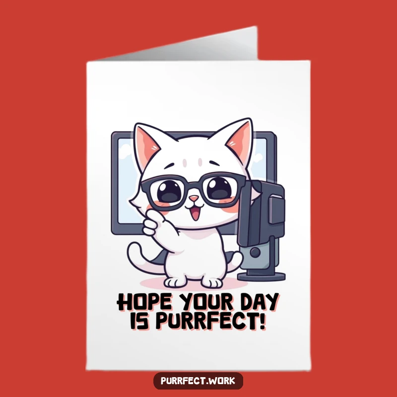 Free Printable Birthday Card: Funny Cat Explains Tech, Downloadable for Nerdy Celebrations