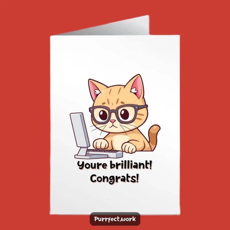 Free Printable Congrats Card: Wise Cat Glasses - Humorous Downloadable