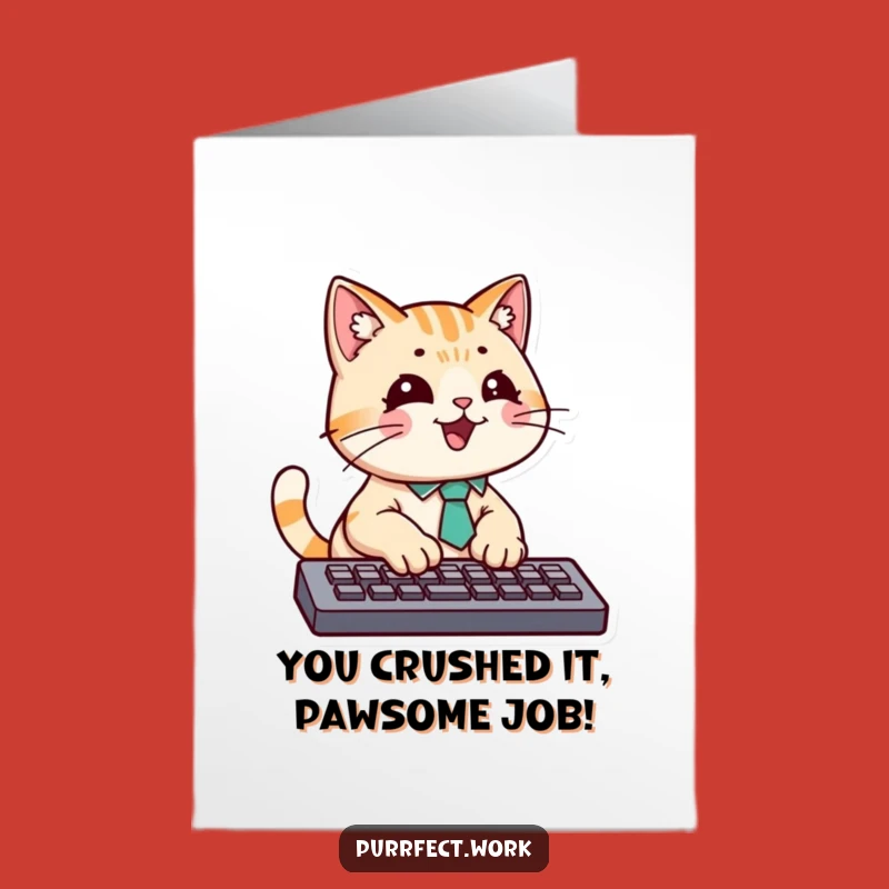 Free Printable Congratulations Card: Funny Cat Finishes Project, Downloadable Success