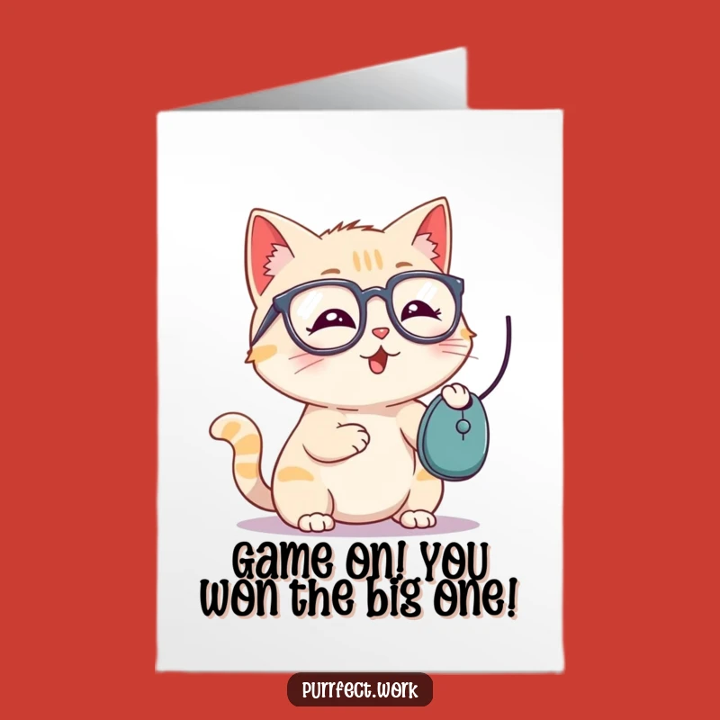Free Printable Cat Congrats Card - Funny Tech Win Downloadable Gift