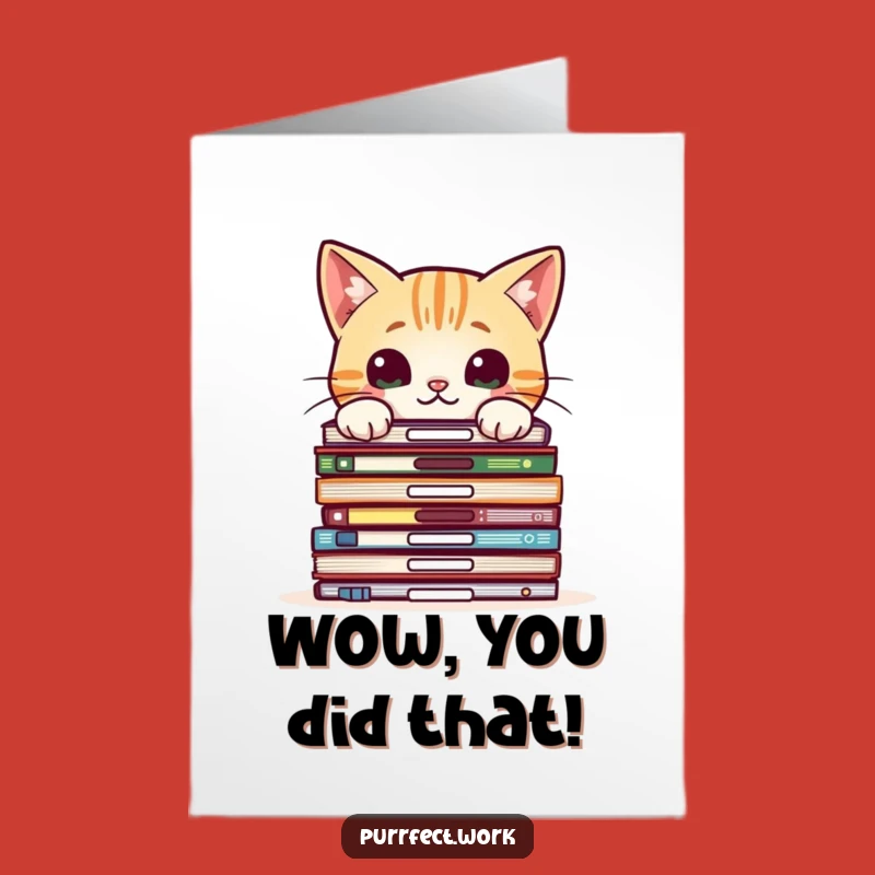 Free Printable Congrats Card: Curious Cat, File Stack, Downloadable Achievement Gift