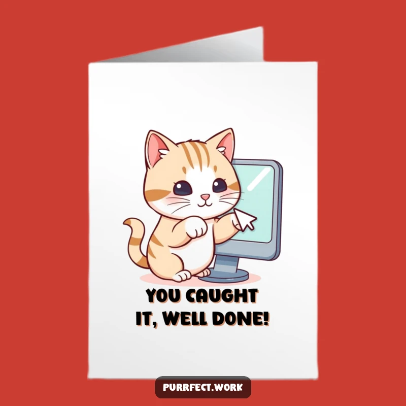 Free Printable Funny Cat Congratulations Card: Cursor Hunter, Downloadable Gift for Winners