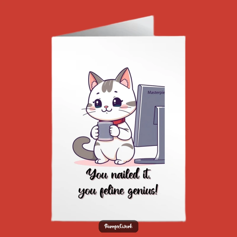 Free Printable Office Cat Congrats Card - Funny Downloadable Success Gift