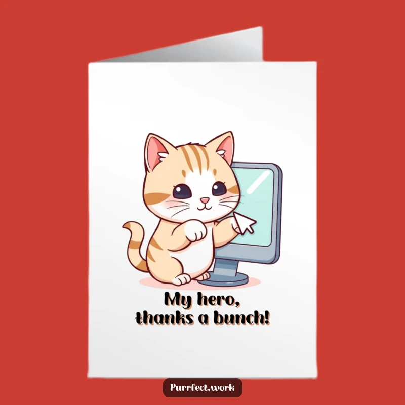 Free Printable Funny Cat Thank You Card: Cursor Intruder, Downloadable Gift for Thanks