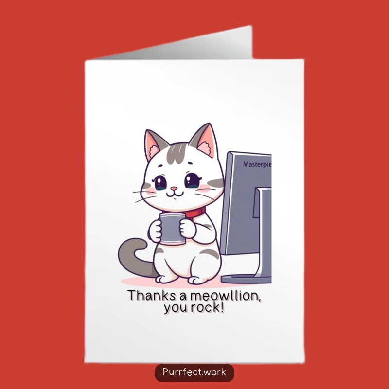 Free Printable Office Cat Thank You Card - Funny Downloadable Appreciation Gift
