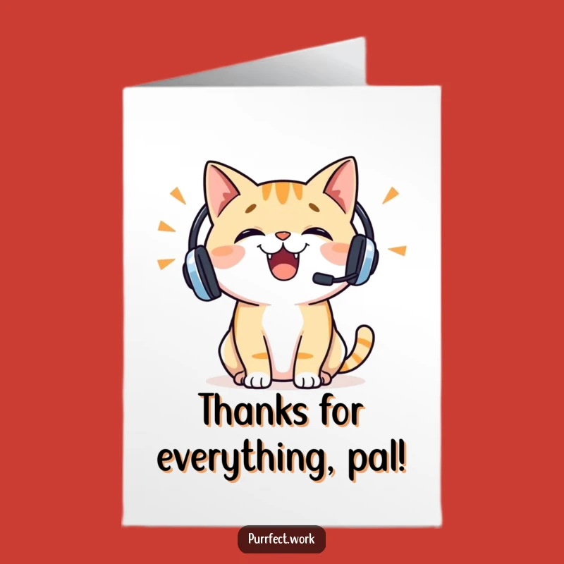 Free Printable Thank You Card: Cheerful Cat, Talkative Downloadable for Saying Thanks