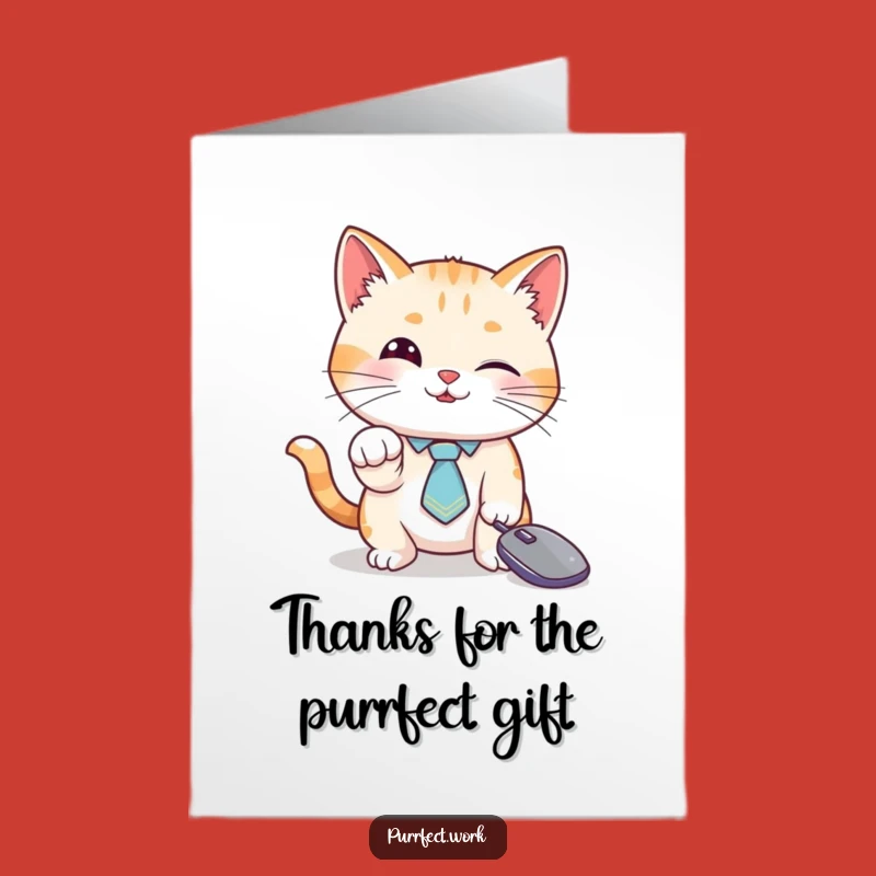 Free Printable Thank You Card: Chic Cat Tie Thanks, Hilarious Mouse Cursor Gratitude Download