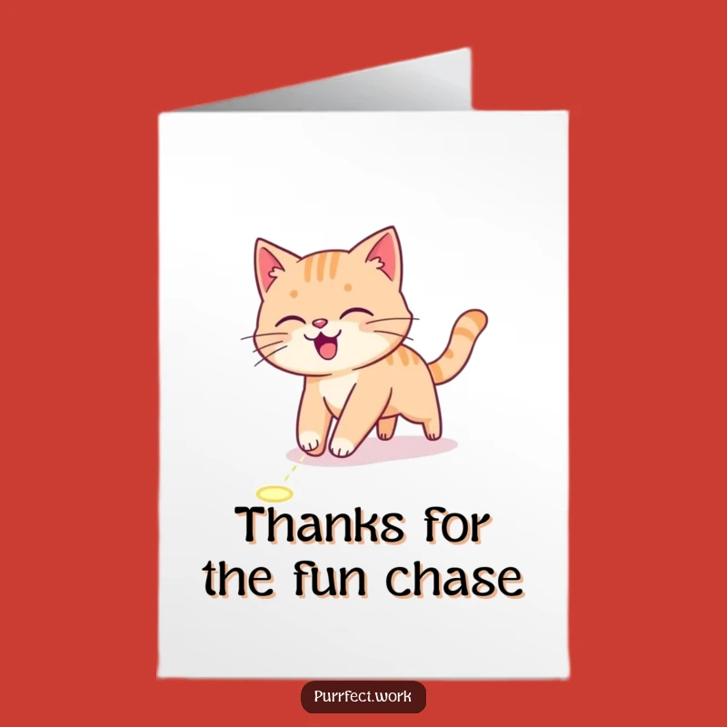 Free Printable Thank You Card: Energetic Cat Chasing - Express Thanks Swiftly