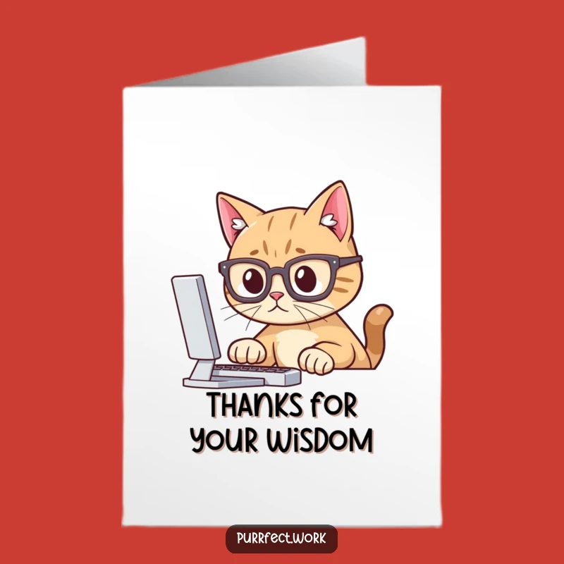 Free Printable Thank You Card: Focused Cat Glasses - Humorous Downloadable