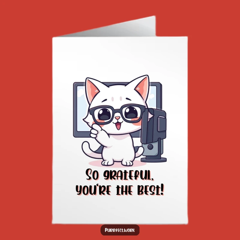 Free Printable Thank You Card: Funny Cat Shares Knowledge, Downloadable Appreciation