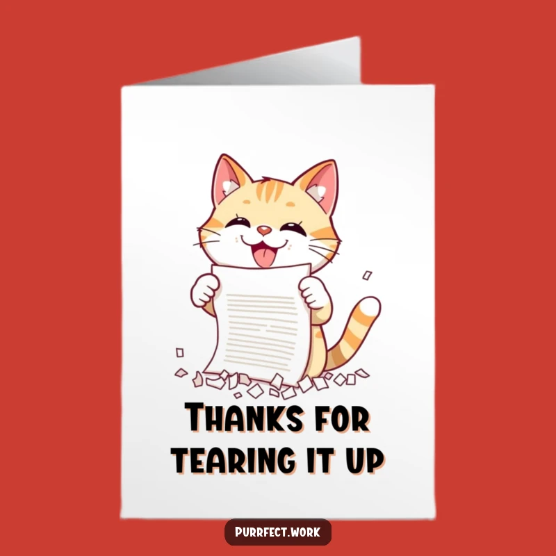 Free Printable Thank You Card: Wild Cat Paper Shredder for a Funny Downloadable Gift