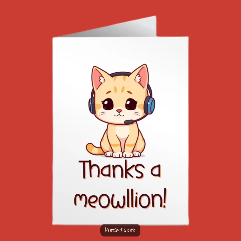Free Printable Funny Cat Thank You Card: Busy Office Cat, Downloadable Gift for Gratitude