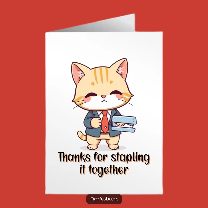 Free Printable Thank You Card: Professional Cat Suit - Humorous Downloadable