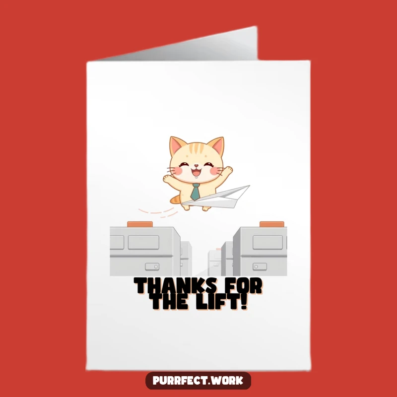 Free Printable Funny Cat Thank You Card: Office Agent Expresses Gratitude Downloadable Gift