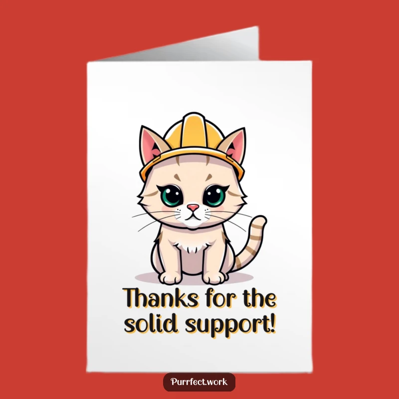 Free Printable Thank You Card: Determined Hard Hat Cat, Downloadable Greeting for Gratitude, DIY Gift