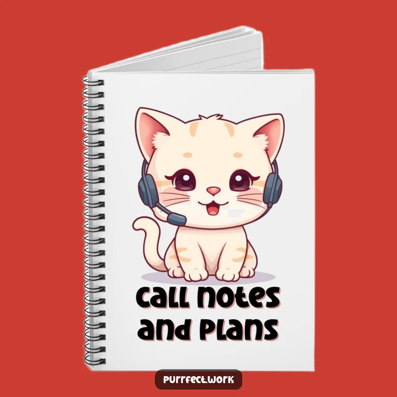 Funny Cat Agent Notebook - Headset Phone Character Journal