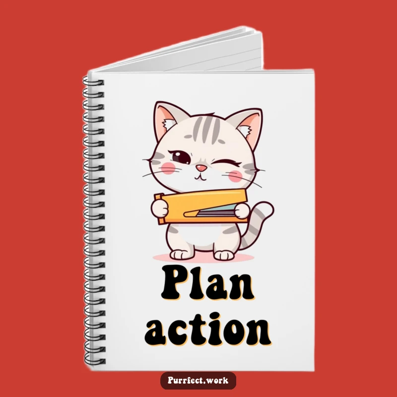 Funny Cat Stapler Notebook: Jot Down Your Action Plans