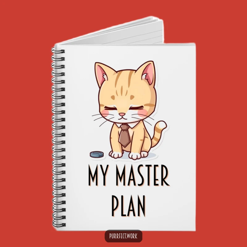 Funny Focused Cat Tie Notebook - Diligent Feline Planner Fun