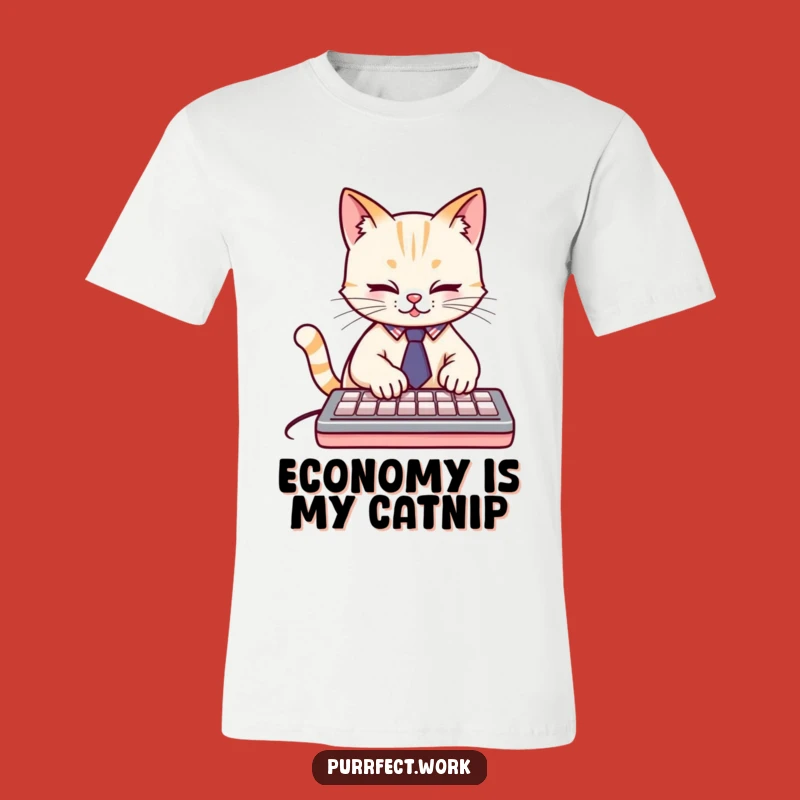 Funny Cat Typist T-Shirt: Dapper Feline in Tie, Hilarious Gift for Tech Enthusiasts