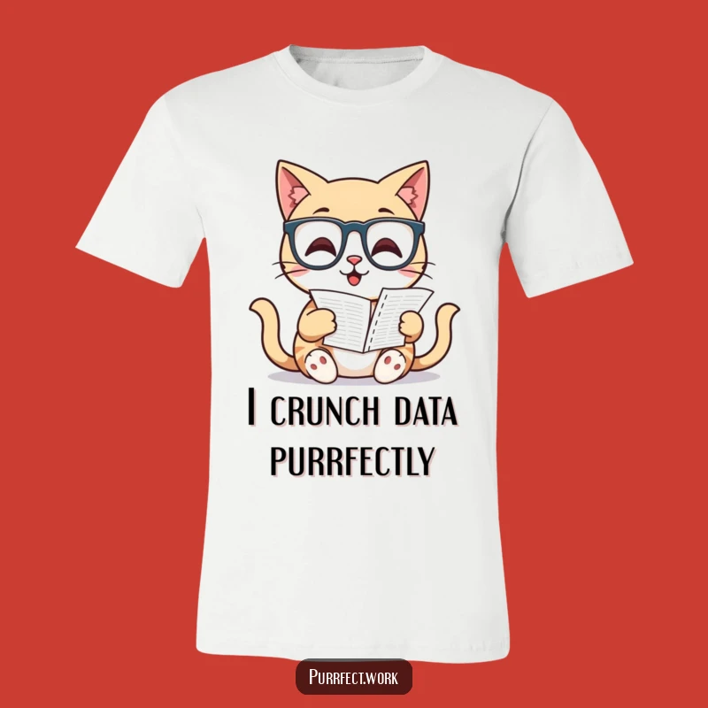 Funny Cat Accountant T-Shirt: Smart Feline Reading Spreadsheet, Hilarious Gift for Nerds