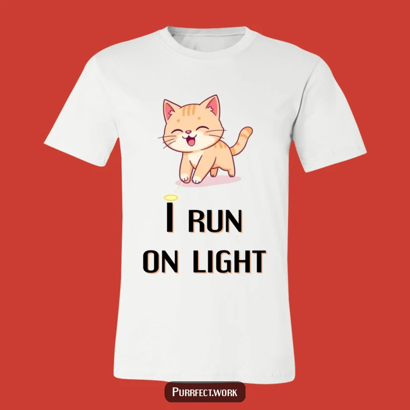 Funny Cat Laser Chase T-Shirt - Active Pet Cartoon Tee Gift