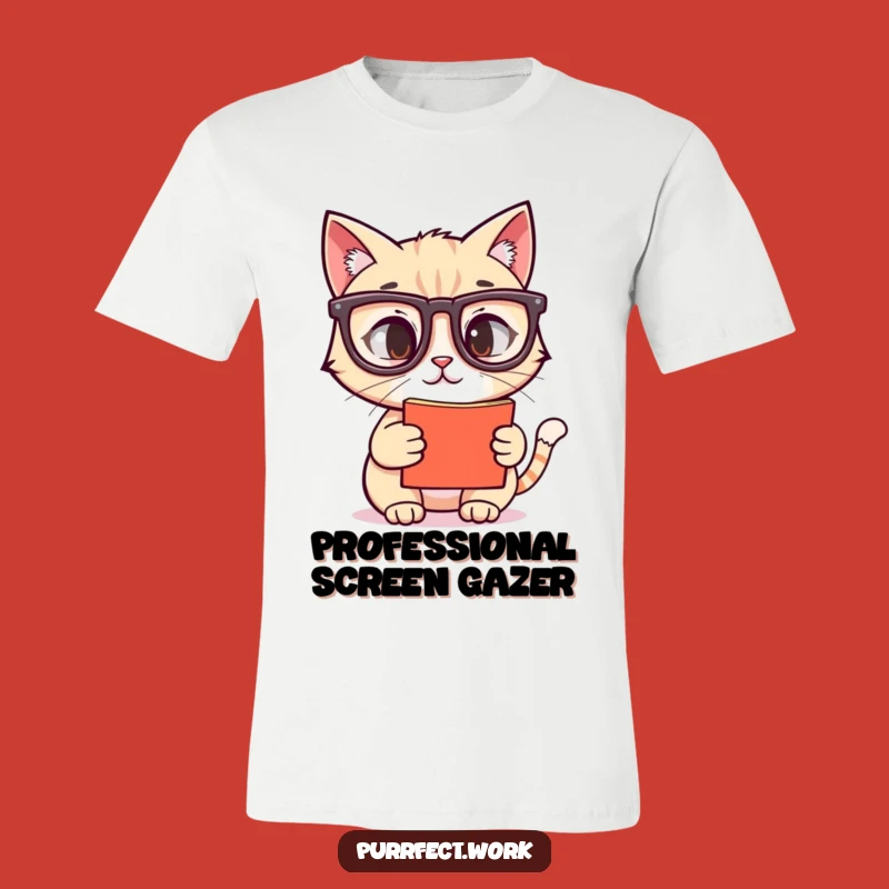 Funny Cat Reading Glasses T-Shirt: Hilarious Screen Time Gift for Nerds