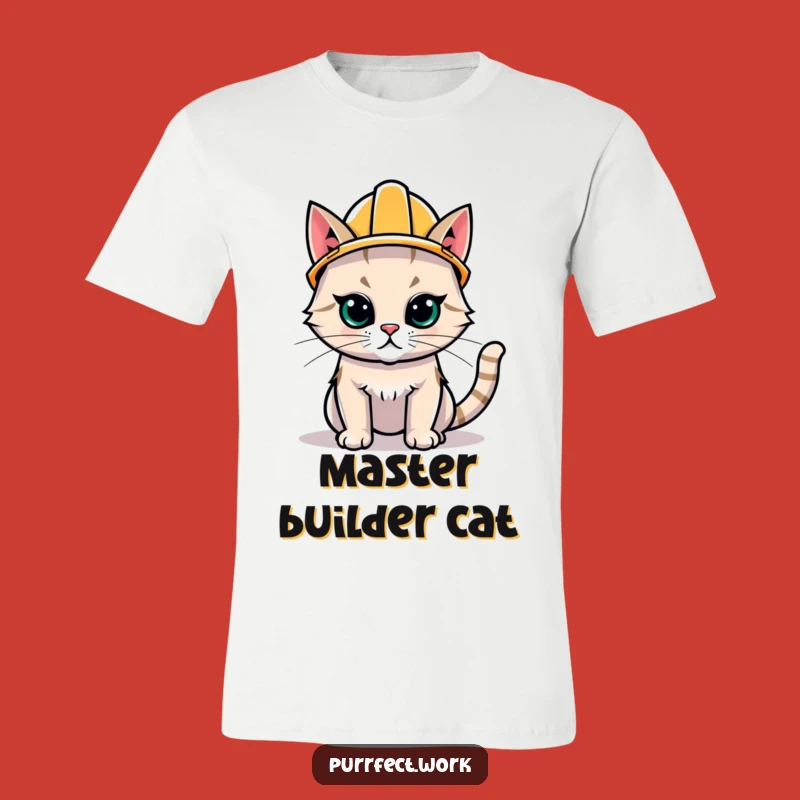 Funny Hard Hat Cat T-Shirt - Adorable Construction Kitty Tee for Humorous Gifts