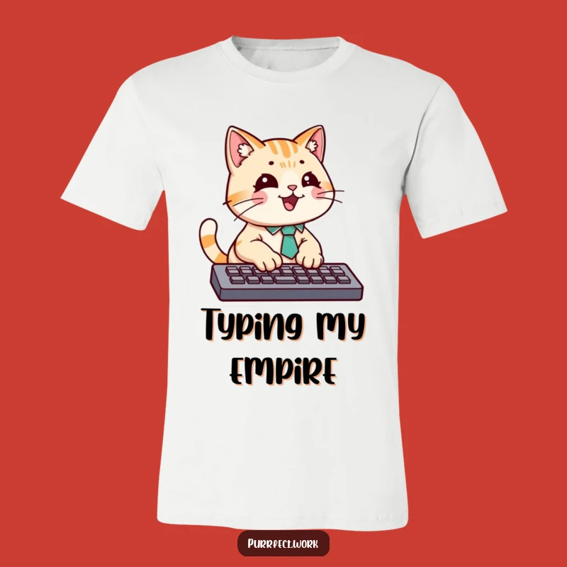 Funny Cat Typist T-Shirt - Energetic Feline Work Life Tee Gift
