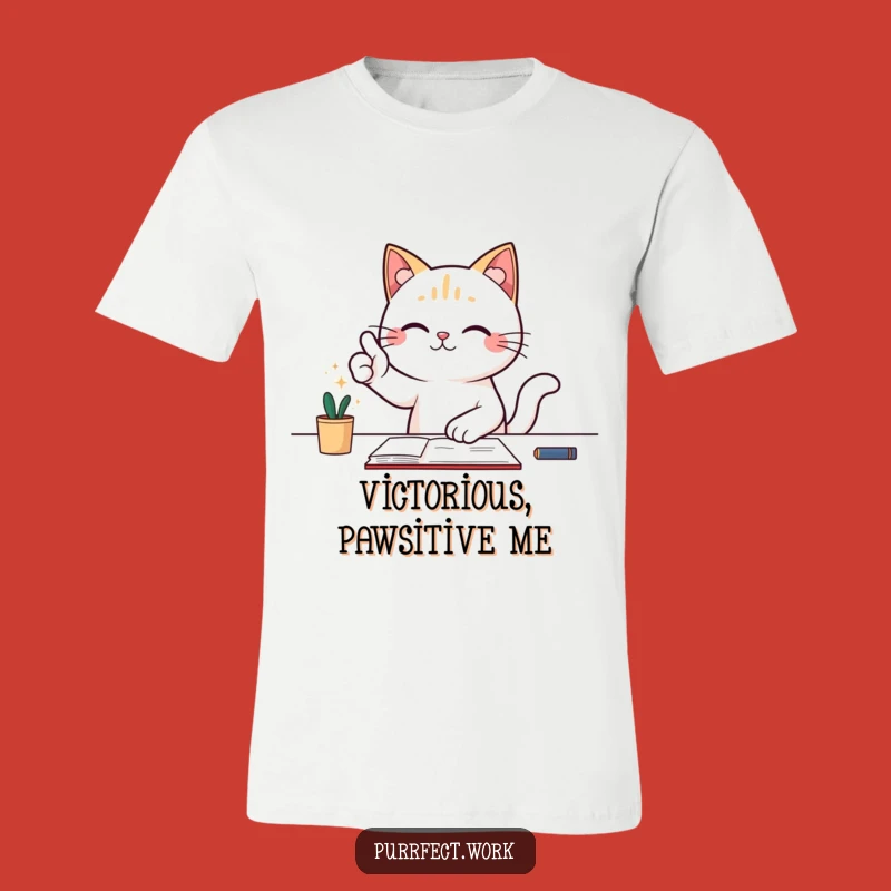 Funny Thumbs-Up Cat T-Shirt - Victorious Feline Victory Tee Gift