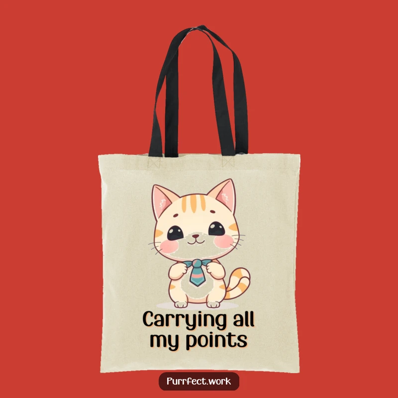 Funny Cat Presentation Tote Bag: Stylish Feline Speaker Carries Humor