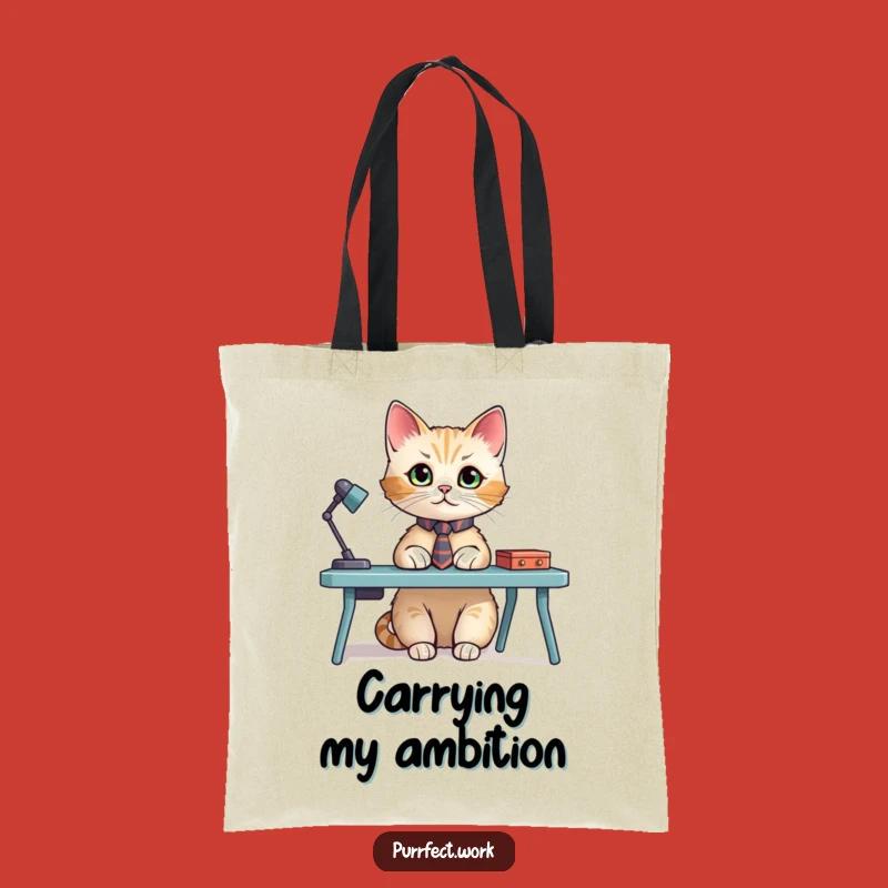 Funny Cat Tie Desk Tote Bag - Hilarious Organizer for the Chic Professional Feline