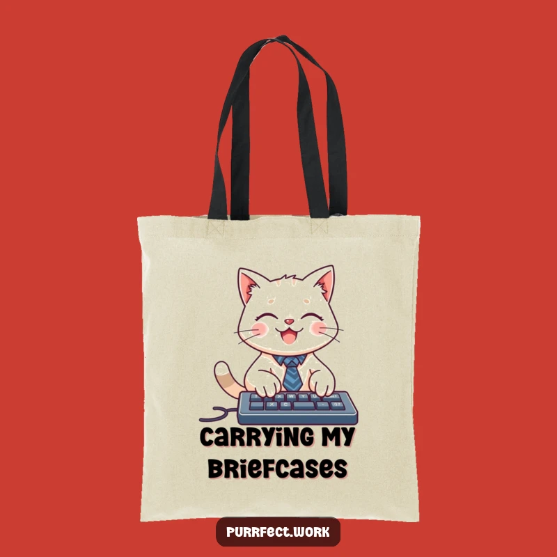 Funny Cat Tie Keyboard Tote Bag: Carry Your Work Essentials