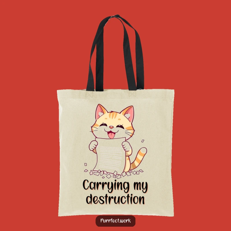 Funny Cat Shredding Tote Bag: Carry Your Chaos - A Hilarious Gift!