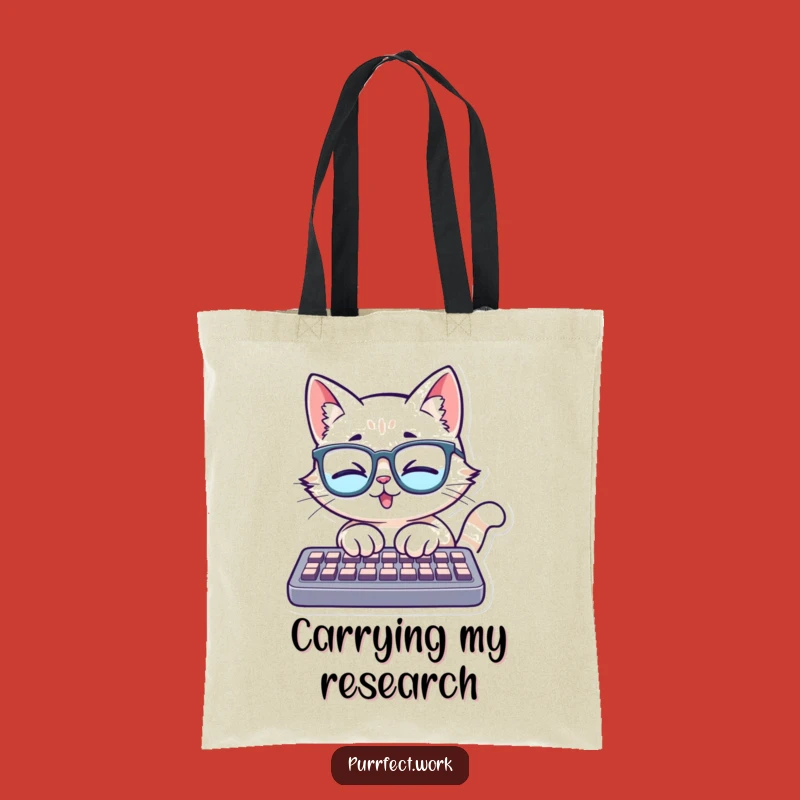 Funny Cat Glasses Keyboard Tote Bag - Hilarious Carry-all for Bookish Adventures