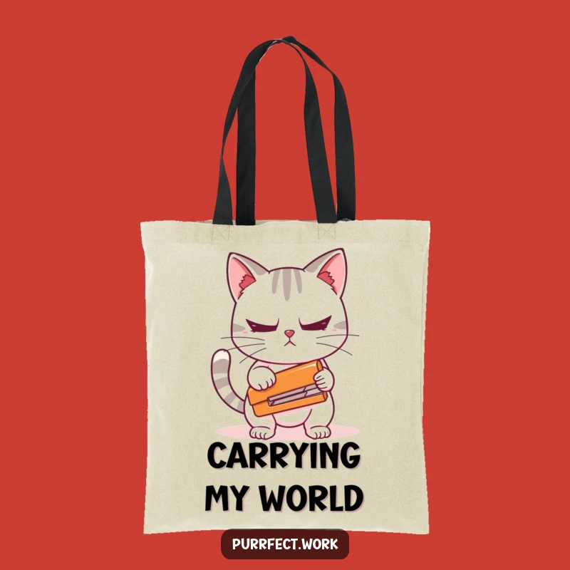 Funny Cat Stapler Tote Bag: Carry Your Worries in Style, Hilarious Office Gift