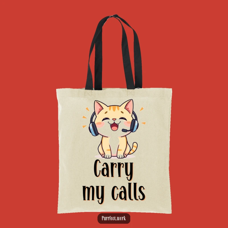 Funny Cat Headset Tote Bag: Carry Your Conversation with This Hilarious Accessory!