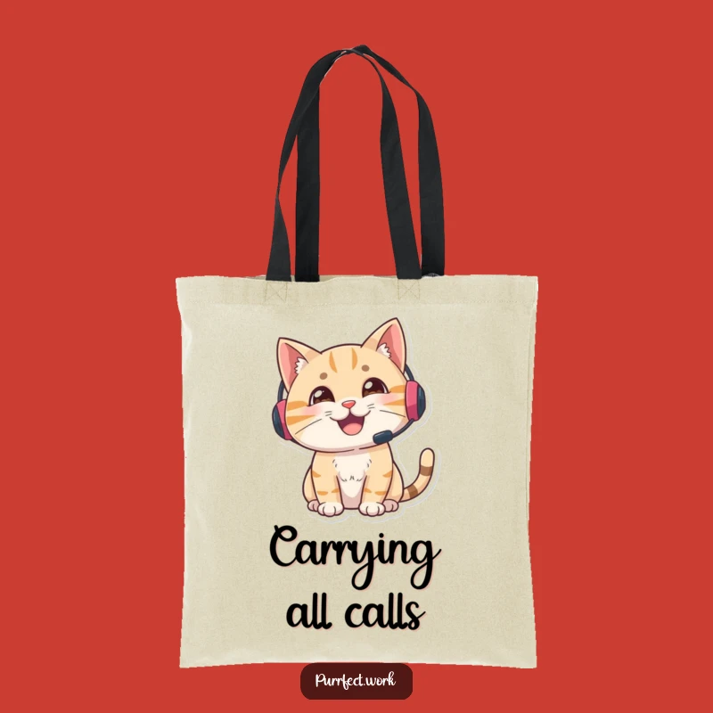 Funny Gamer Cat Tote Bag: Carry Your Gear with Alertness and Style
