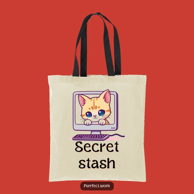 Funny Mischievous Cat Tote Bag - Techy Canvas Bag for Gamers and Gifts