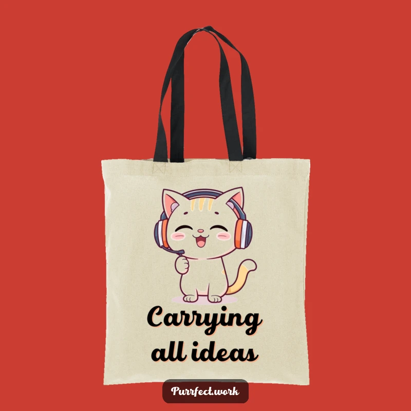 Funny Presentation Cat Tote Bag - Enthusiastic Speaker Canvas Bag