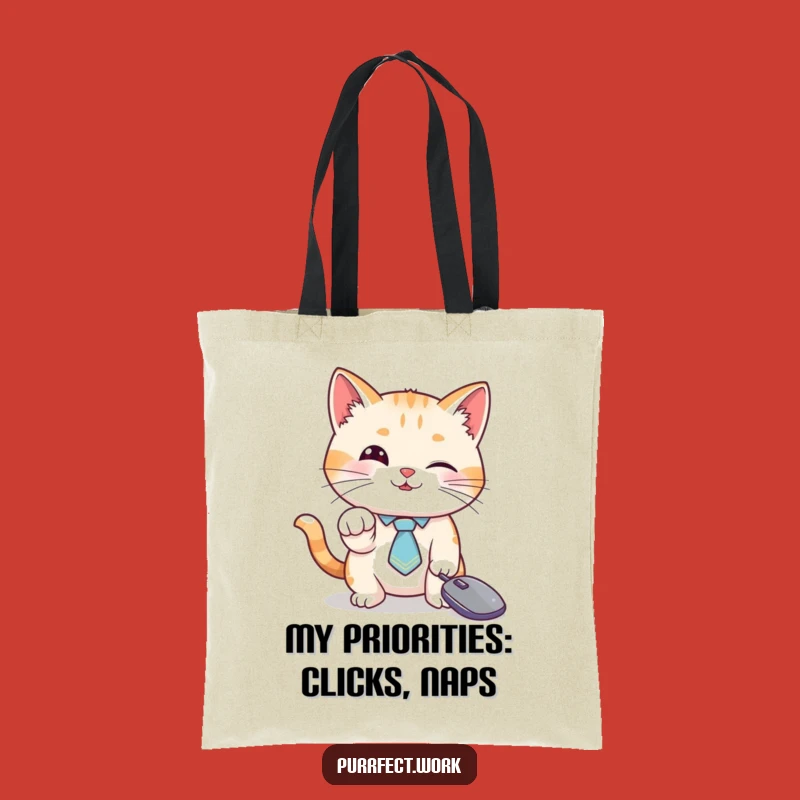Funny Cat Tie Cursor Tote Bag: Stylish and Hilarious for Tech-Savvy Shoppers